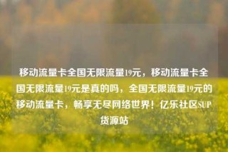 移动流量卡全国无限流量19元，移动流量卡全国无限流量19元是真的吗，全国无限流量19元的移动流量卡，畅享无尽网络世界！亿乐社区SUP货源站