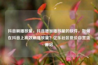 抖音刷播放量，抖音增加播放量的软件，如何在抖音上高效刷播放量？亿乐社区低价自营货源站