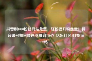 抖音刷1000粉丝网站免费，轻松提升粉丝量！抖音账号如何快速涨粉到1000？亿乐社区SUP货源站