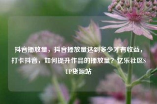 抖音播放量，抖音播放量达到多少才有收益，打卡抖音，如何提升作品的播放量？亿乐社区SUP货源站