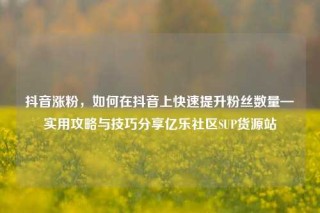 抖音涨粉，如何在抖音上快速提升粉丝数量—实用攻略与技巧分享亿乐社区SUP货源站