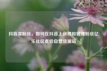 抖音买粉丝，如何在抖音上获得和管理粉丝亿乐社区低价自营货源站