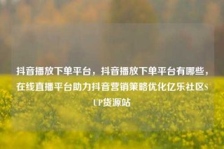 抖音播放下单平台，抖音播放下单平台有哪些，在线直播平台助力抖音营销策略优化亿乐社区SUP货源站