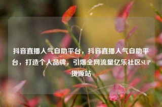 抖音直播人气自助平台，抖音直播人气自助平台，打造个人品牌，引爆全网流量亿乐社区SUP货源站