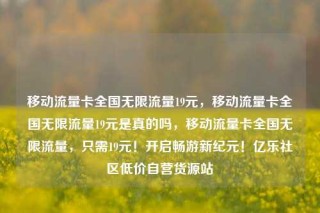 移动流量卡全国无限流量19元，移动流量卡全国无限流量19元是真的吗，移动流量卡全国无限流量，只需19元！开启畅游新纪元！亿乐社区低价自营货源站
