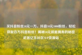 买抖音粉丝10元一万，抖音10元1000粉丝，轻松获取百万抖音粉丝！揭秘10元就能拥有的秘密武器亿乐社区SUP货源站