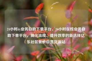 24小时dy业务自助下单平台，24小时在线业务自助下单平台，简化流程、提升效率的新选择亿乐社区低价自营货源站