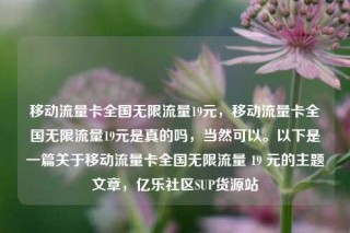 移动流量卡全国无限流量19元，移动流量卡全国无限流量19元是真的吗，当然可以。以下是一篇关于移动流量卡全国无限流量 19 元的主题文章，亿乐社区SUP货源站