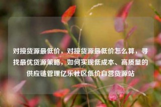 对接货源最低价，对接货源最低价怎么算，寻找最优货源策略，如何实现低成本、高质量的供应链管理亿乐社区低价自营货源站