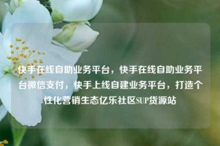 快手在线自助业务平台，快手在线自助业务平台微信支付，快手上线自建业务平台，打造个性化营销生态亿乐社区SUP货源站