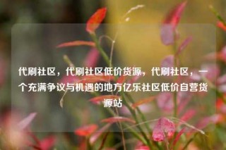 代刷社区，代刷社区低价货源，代刷社区，一个充满争议与机遇的地方亿乐社区低价自营货源站