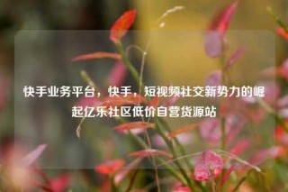 快手业务平台，快手，短视频社交新势力的崛起亿乐社区低价自营货源站