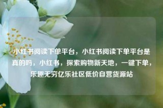小红书阅读下单平台，小红书阅读下单平台是真的吗，小红书，探索购物新天地，一键下单，乐趣无穷亿乐社区低价自营货源站