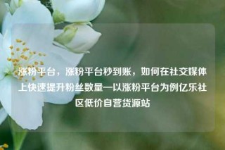 涨粉平台，涨粉平台秒到账，如何在社交媒体上快速提升粉丝数量—以涨粉平台为例亿乐社区低价自营货源站