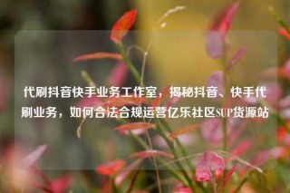 代刷抖音快手业务工作室，揭秘抖音、快手代刷业务，如何合法合规运营亿乐社区SUP货源站