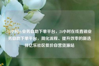 24小时dy业务自助下单平台，24小时在线直销业务自助下单平台，简化流程、提升效率的新选择亿乐社区低价自营货源站
