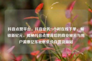 抖音点赞平台，抖音业务24小时在线下单，解锁新纪元，揭秘抖音点赞背后的商业秘密与用户洞察亿乐社区低价自营货源站