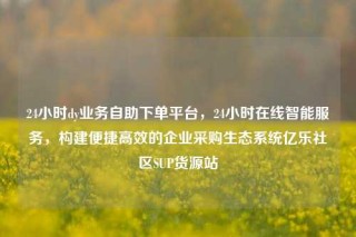 24小时dy业务自助下单平台，24小时在线智能服务，构建便捷高效的企业采购生态系统亿乐社区SUP货源站