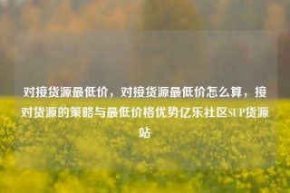 对接货源最低价，对接货源最低价怎么算，接对货源的策略与最低价格优势亿乐社区SUP货源站