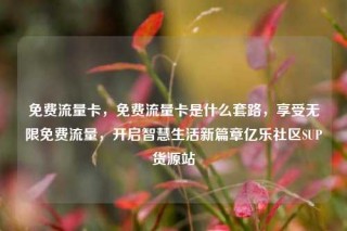 免费流量卡，免费流量卡是什么套路，享受无限免费流量，开启智慧生活新篇章亿乐社区SUP货源站
