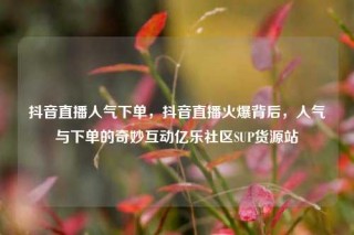 抖音直播人气下单，抖音直播火爆背后，人气与下单的奇妙互动亿乐社区SUP货源站