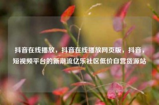抖音在线播放，抖音在线播放网页版，抖音，短视频平台的新潮流亿乐社区低价自营货源站