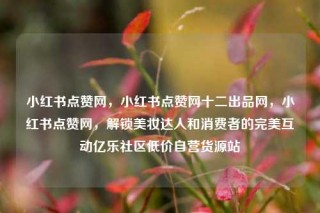 小红书点赞网，小红书点赞网十二出品网，小红书点赞网，解锁美妆达人和消费者的完美互动亿乐社区低价自营货源站