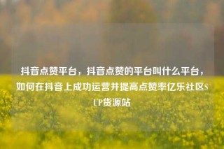 抖音点赞平台，抖音点赞的平台叫什么平台，如何在抖音上成功运营并提高点赞率亿乐社区SUP货源站