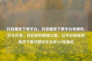 抖音播放下单平台，抖音播放下单平台有哪些，打卡抖音，开启你的购物之旅，从平台选择到高效下单攻略亿乐社区SUP货源站