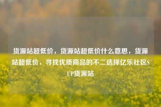 货源站超低价，货源站超低价什么意思，货源站超低价，寻找优质商品的不二选择亿乐社区SUP货源站