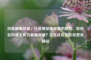抖音刷播放量，抖音增加播放量的软件，如何在抖音上有效刷播放量？亿乐社区低价自营货源站