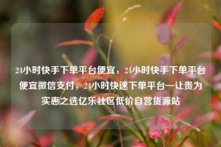 24小时快手下单平台便宜，24小时快手下单平台便宜微信支付，24小时快速下单平台—让贵为实惠之选亿乐社区低价自营货源站