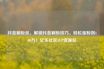 抖音刷粉丝，解锁抖音刷粉技巧，轻松涨粉到100万！亿乐社区SUP货源站