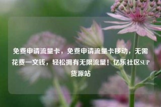 免费申请流量卡，免费申请流量卡移动，无需花费一文钱，轻松拥有无限流量！亿乐社区SUP货源站