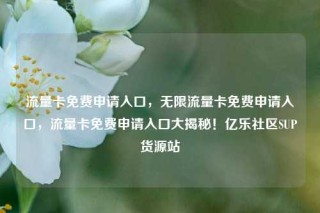 流量卡免费申请入口，无限流量卡免费申请入口，流量卡免费申请入口大揭秘！亿乐社区SUP货源站