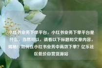 小红书业务下单平台，小红书业务下单平台是什么，当然可以，请看以下标题和文章内容，揭秘！如何在小红书业务中高效下单？亿乐社区低价自营货源站