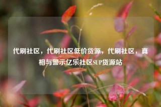 代刷社区，代刷社区低价货源，代刷社区，真相与警示亿乐社区SUP货源站