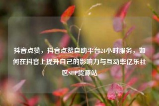 抖音点赞，抖音点赞自助平台24小时服务，如何在抖音上提升自己的影响力与互动率亿乐社区SUP货源站