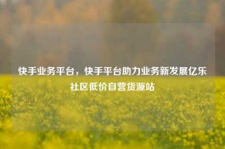 快手业务平台，快手平台助力业务新发展亿乐社区低价自营货源站
