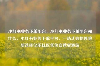 小红书业务下单平台，小红书业务下单平台是什么，小红书业务下单平台，一站式购物体验新选择亿乐社区低价自营货源站