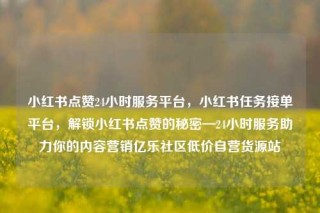 小红书点赞24小时服务平台，小红书任务接单平台，解锁小红书点赞的秘密—24小时服务助力你的内容营销亿乐社区低价自营货源站