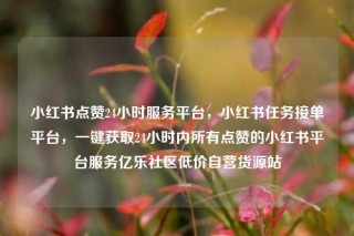 小红书点赞24小时服务平台，小红书任务接单平台，一键获取24小时内所有点赞的小红书平台服务亿乐社区低价自营货源站