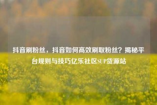 抖音刷粉丝，抖音如何高效刷取粉丝？揭秘平台规则与技巧亿乐社区SUP货源站