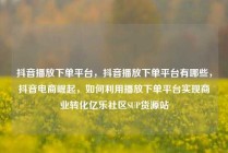 抖音播放下单平台，抖音播放下单平台有哪些，抖音电商崛起，如何利用播放下单平台实现商业转化亿乐社区SUP货源站