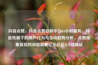 抖音点赞，抖音点赞自助平台24小时服务，抖音热潮下的用户行为与互动趋势分析，点赞现象背后的深层洞察亿乐社区SUP货源站