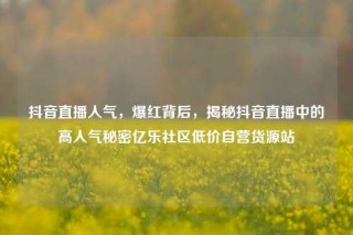 抖音直播人气，爆红背后，揭秘抖音直播中的高人气秘密亿乐社区低价自营货源站