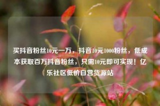 买抖音粉丝10元一万，抖音10元1000粉丝，低成本获取百万抖音粉丝，只需10元即可实现！亿乐社区低价自营货源站