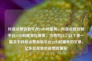 抖音点赞自助平台24小时服务，抖音点赞自助平台24小时服务在哪里，当然可以。以下是一篇关于抖音点赞自助平台24小时服务的文章，亿乐社区低价自营货源站