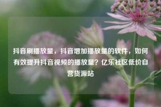 抖音刷播放量，抖音增加播放量的软件，如何有效提升抖音视频的播放量？亿乐社区低价自营货源站
