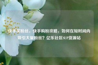 快手买粉丝，快手购粉攻略，如何在短时间内吸引大量粉丝？亿乐社区SUP货源站